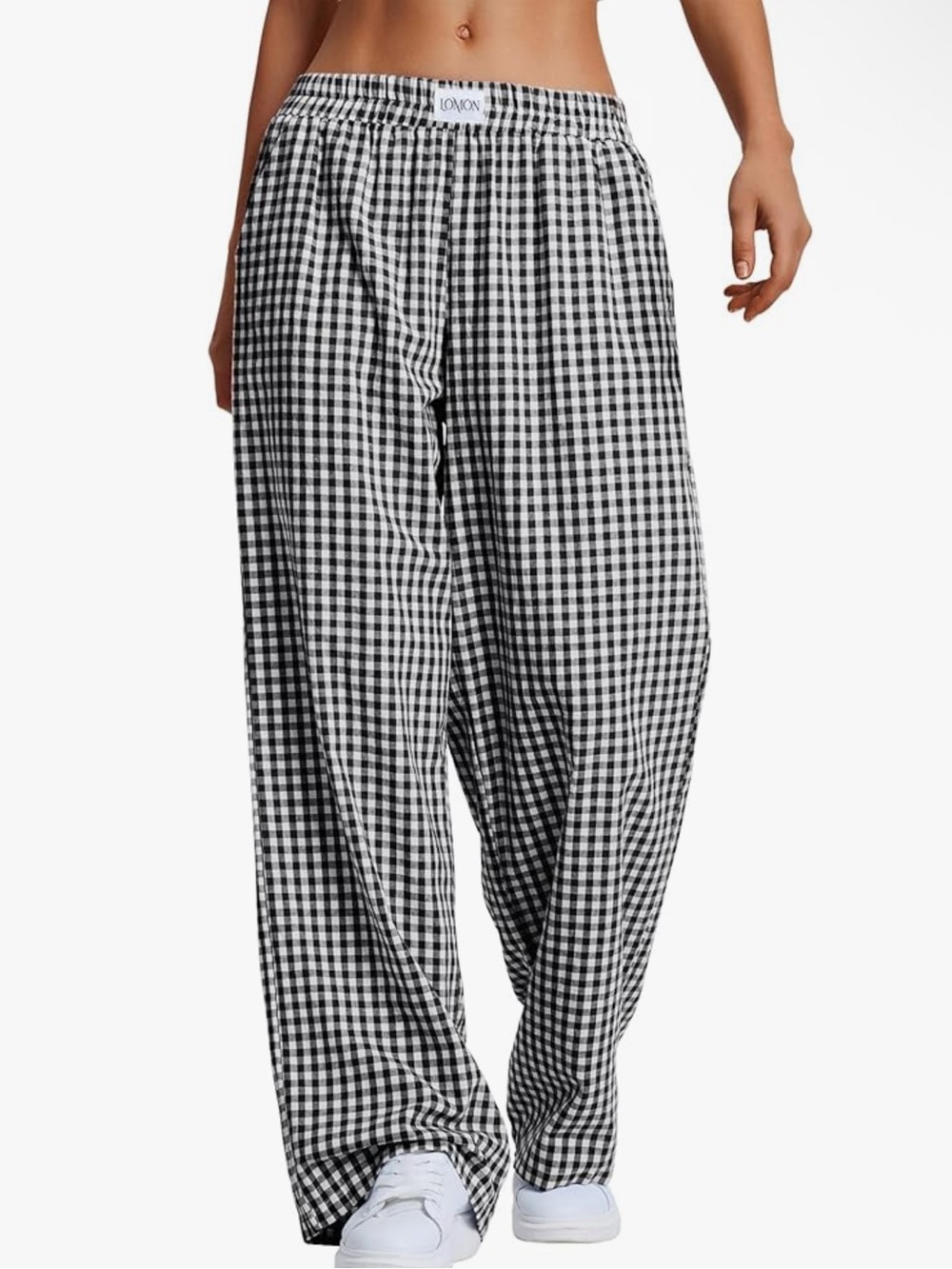 LOMON Womens Striped Gingham Boxer Pants Size Large NWT